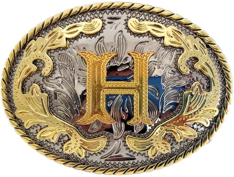 WMG Western Belt Buckle Initial Letters ABCDMRJ to Z Cowboy Belt Buckle, Rodeo Buckles for Men & Women - Image 1